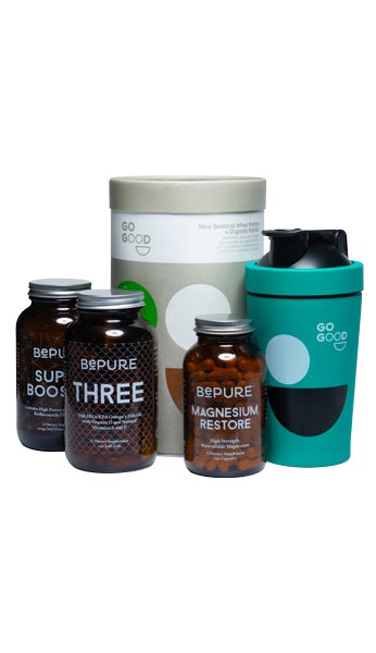 4-Week Challenge Bundle: Protein Powder, Vitamin C, Omega 3 & Magnesium.
