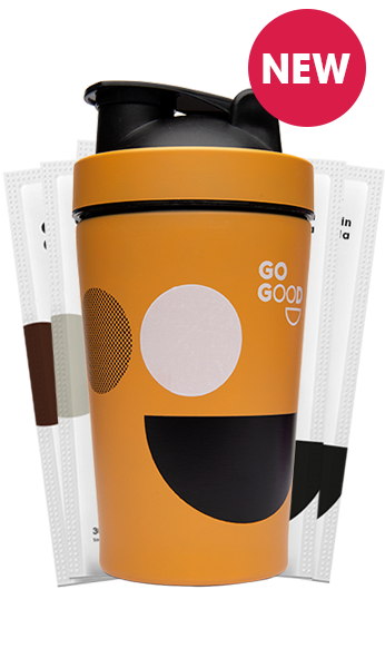 Whey protein concentrate samples and peach shaker.