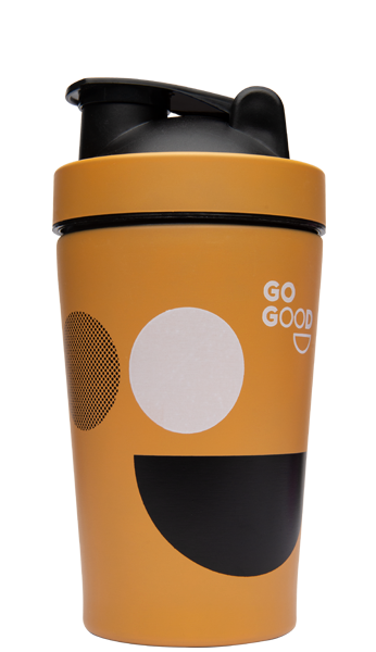 Go Good 400ml Green Stainless Steel Shaker - Peach.